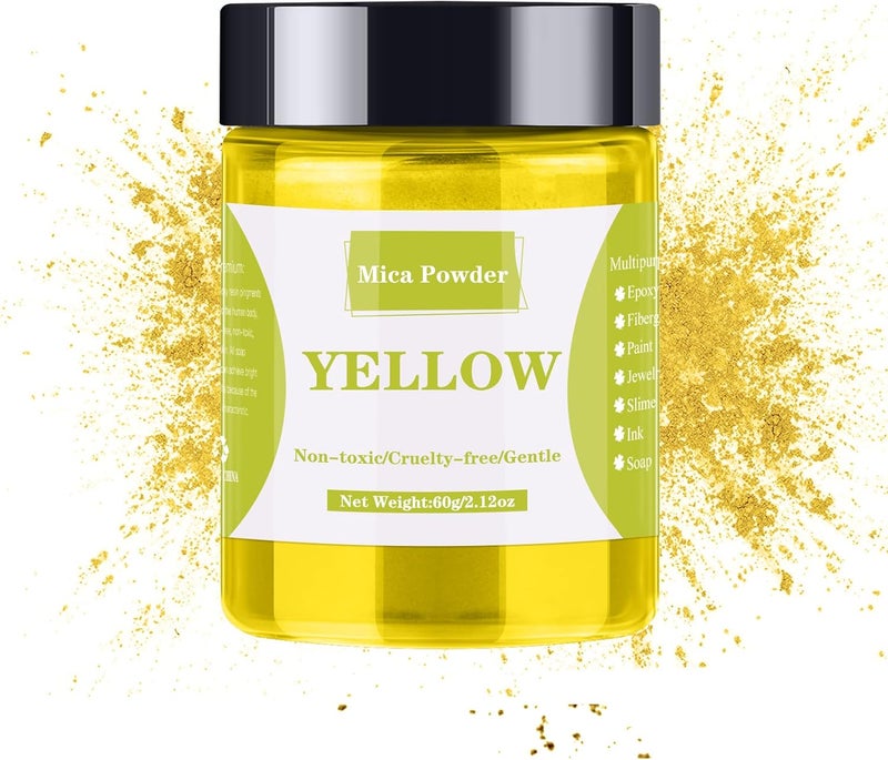 LightStone Yellow Mica Powder - 60g Mica Powder for Epoxy Resin - Pearl Pigment Powder Dye for Resin/Eye Shadow/Soap Making/Nails/Bath Bombs etc. - Image 1